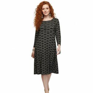 ECI New York Gray Black Textured Layered Jersey Knee-Length Sheath Dress Size 14